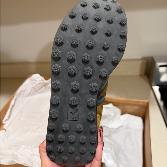 Veja women’s Suede & Textile Sneakers in Camel Brown with Navy Accents - Picture 5 of 7